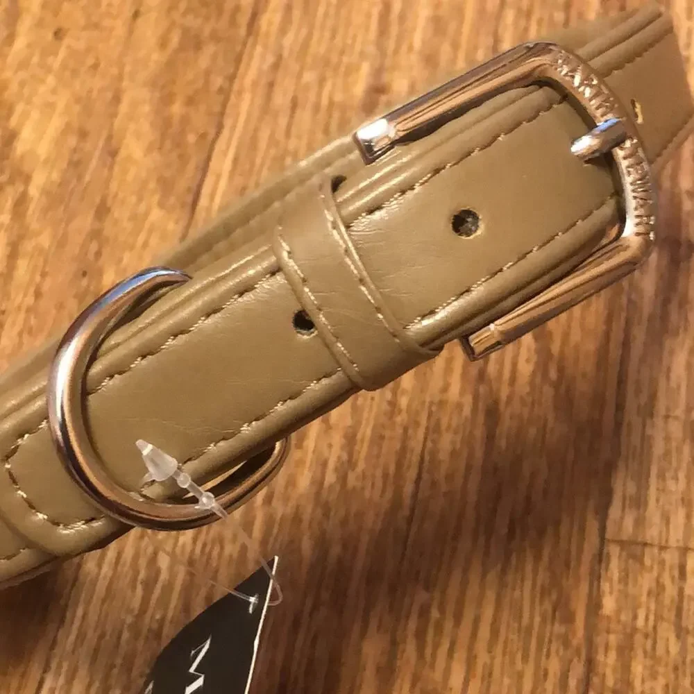 Martha Stewart Tan and Silver Leather Buckle Dog Collar Size 20
